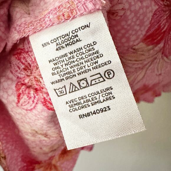 Loft Lily Pink Smocked Gathered Waist V-Neck‎ Blouse Women’s Size XL - New - Picture 7 of 11